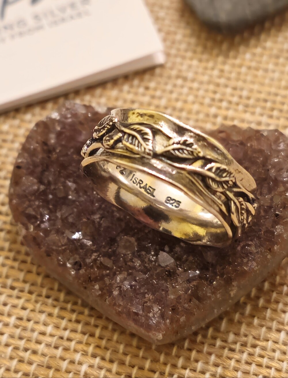 Or Paz Sterling Silver Leaf Spinner Ring Size 5 Brand New NWT Box Bag Gift SetAd
